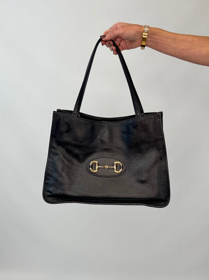 Gucci Horsebit 1955 Leather Tote - Black