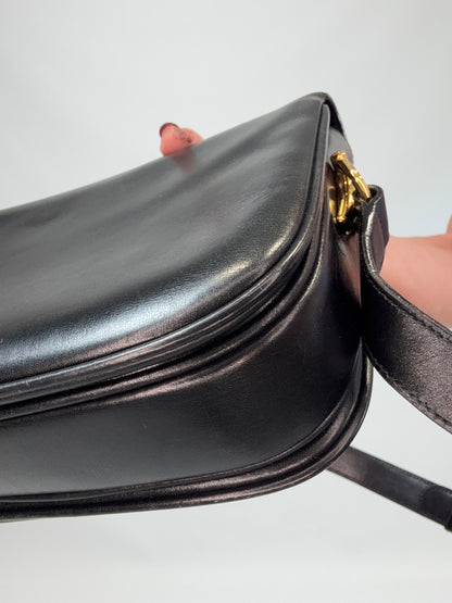 Gucci Horsebit 1955 Shoulder Bag with Gold and Silver Logo - Black