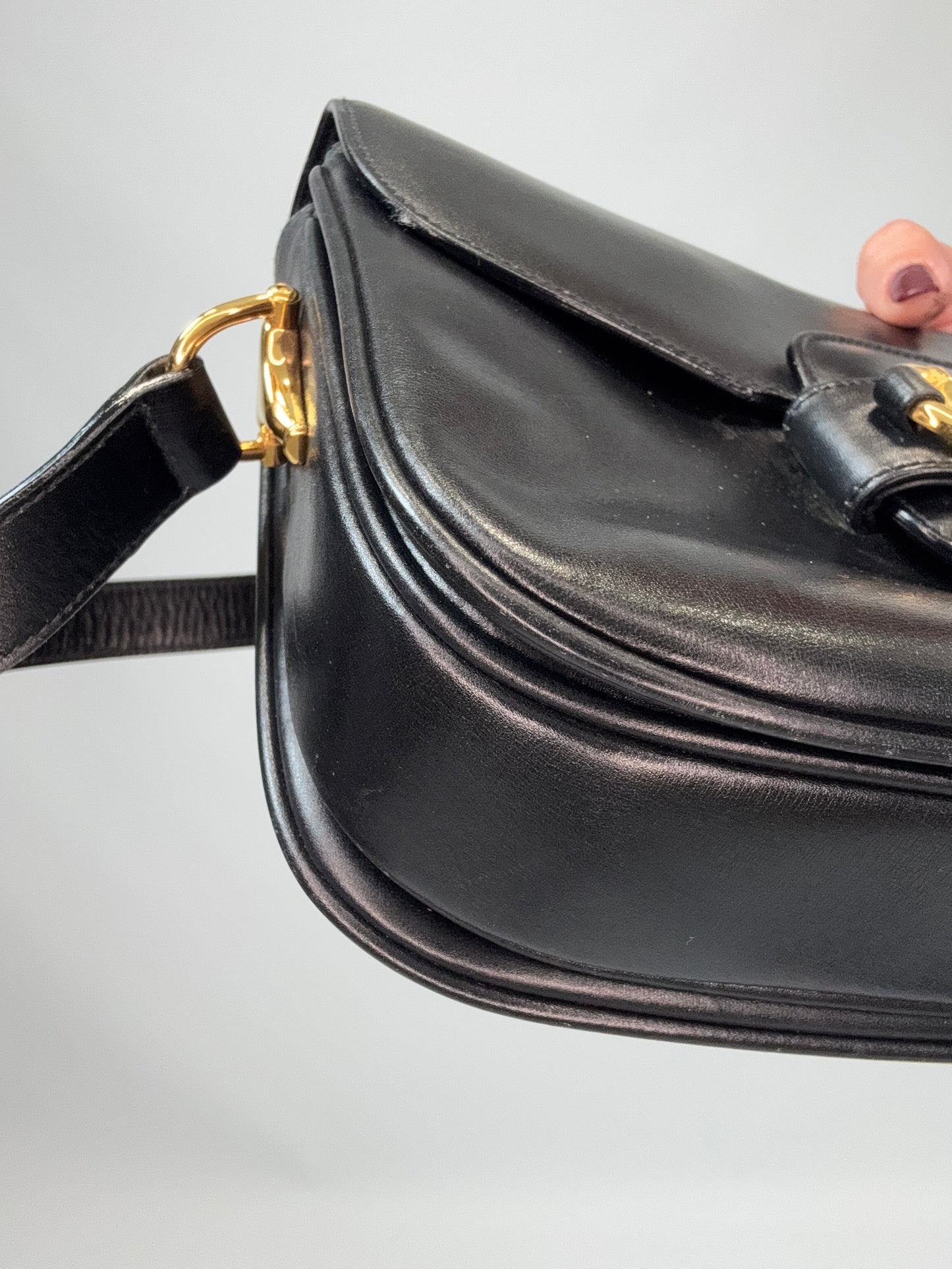 Gucci Horsebit 1955 Shoulder Bag with Gold and Silver Logo - Black