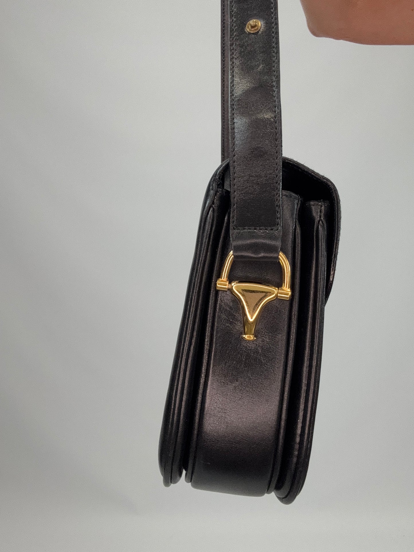 Gucci Horsebit 1955 Shoulder Bag with Gold and Silver Logo - Black