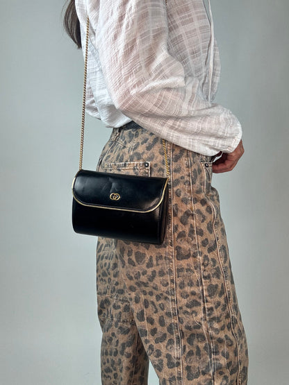 Gucci Interlocking Chain Shoulder Bag - Vintage - Black