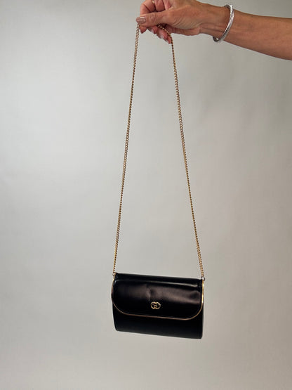 Gucci Interlocking Chain Shoulder Bag - Vintage - Black