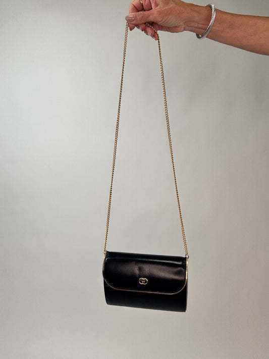Gucci Interlocking Chain Shoulder Bag - Vintage - Black