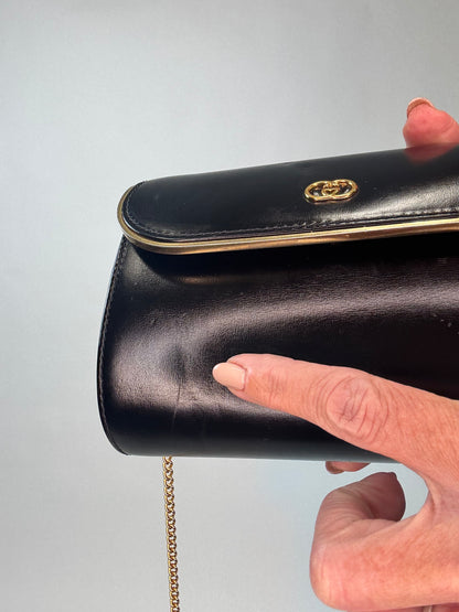 Gucci Interlocking Chain Shoulder Bag - Vintage - Black