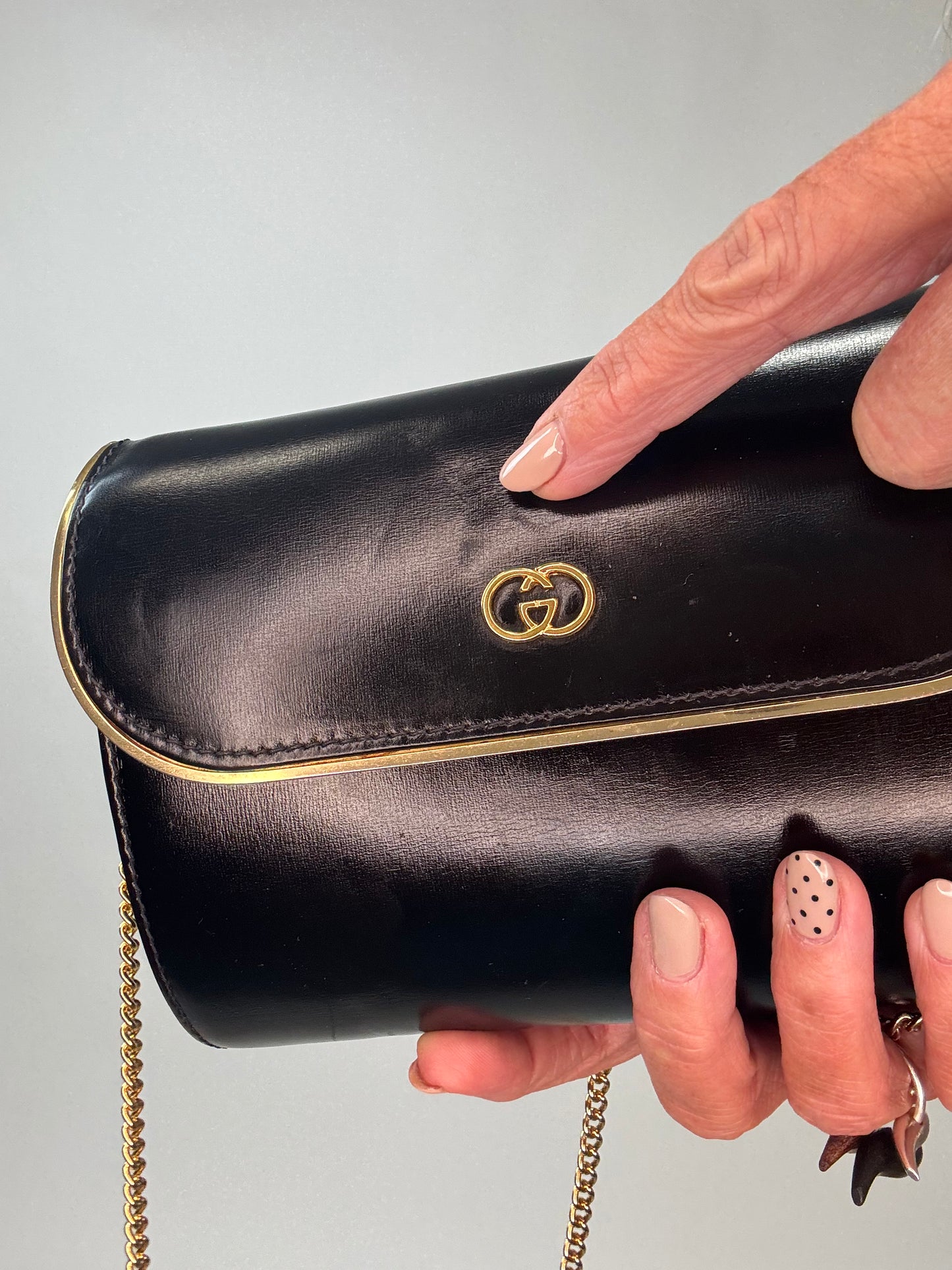 Gucci Interlocking Chain Shoulder Bag - Vintage - Black