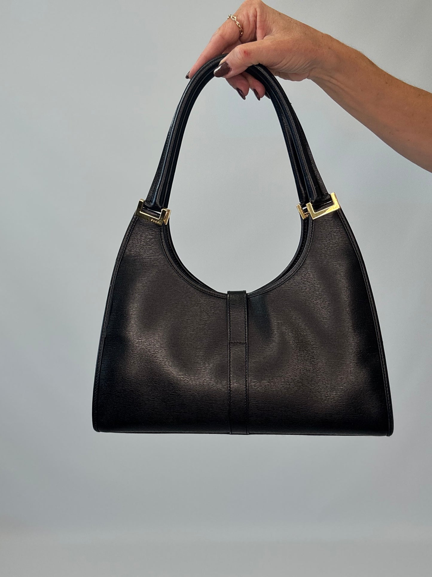 Gucci Jackie Bardot Leather Shoulder Bag - Black