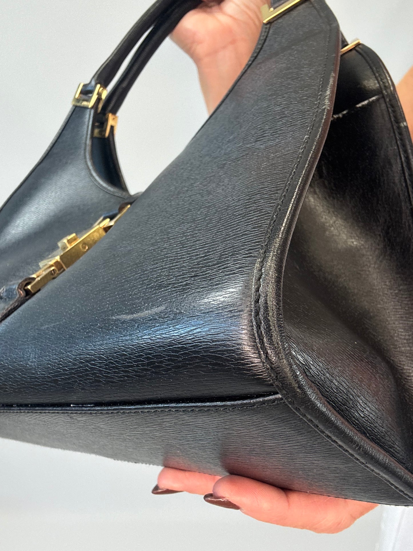 Gucci Jackie Bardot Leather Shoulder Bag - Black