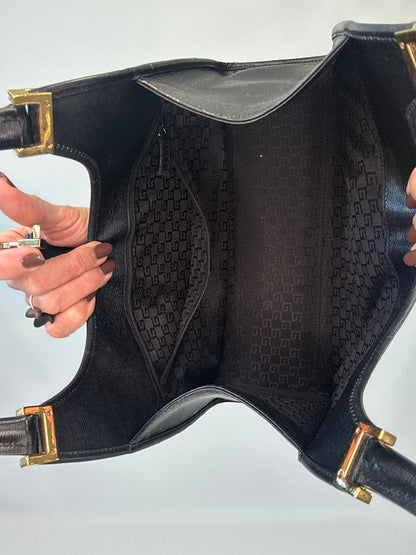 Gucci Jackie Bardot Leather Shoulder Bag - Black