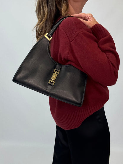 Gucci Jackie Bardot Leather Shoulder Bag - Black