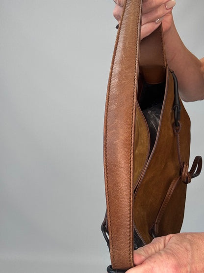 Gucci Suede Horsebit Drawstring Shoulder Bag