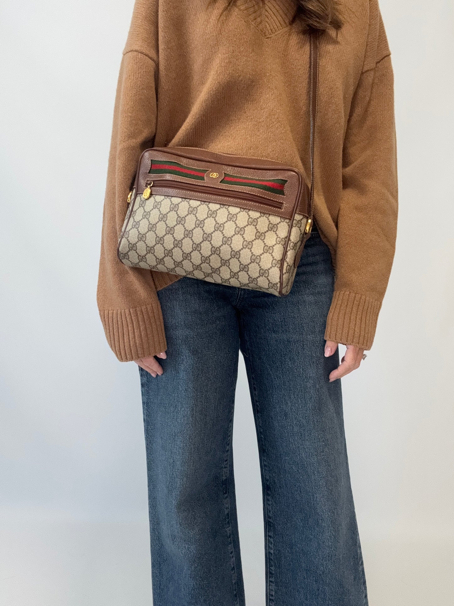 Gucci Sherry Line Supreme Crossbody- Vintage Brown