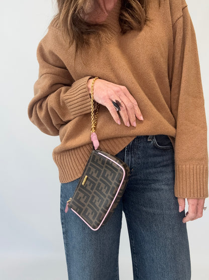 Fendi Zucca Baguette Pochette Chain Bag