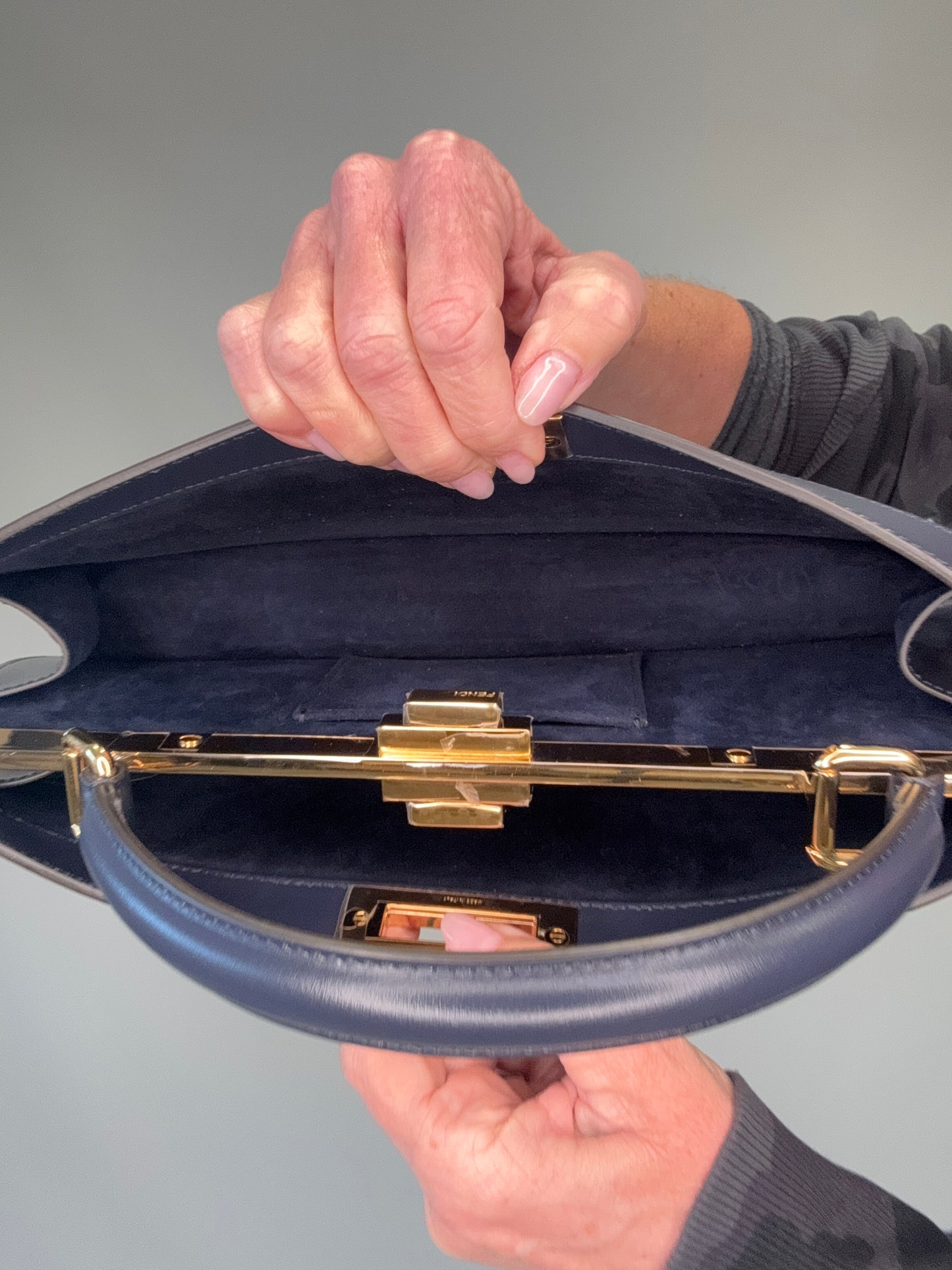 Fendi East West Peekaboo Bag- Navy