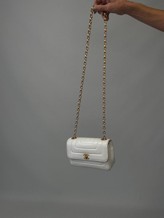 Chanel Rare Mini Sqaure Bijoux Chain Flap- White