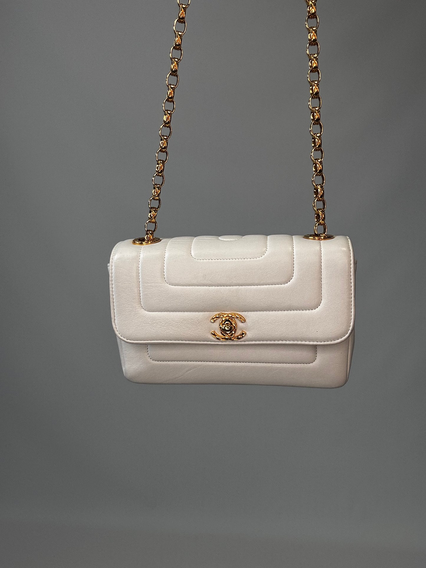 Chanel Rare Mini Sqaure Bijoux Chain Flap- White