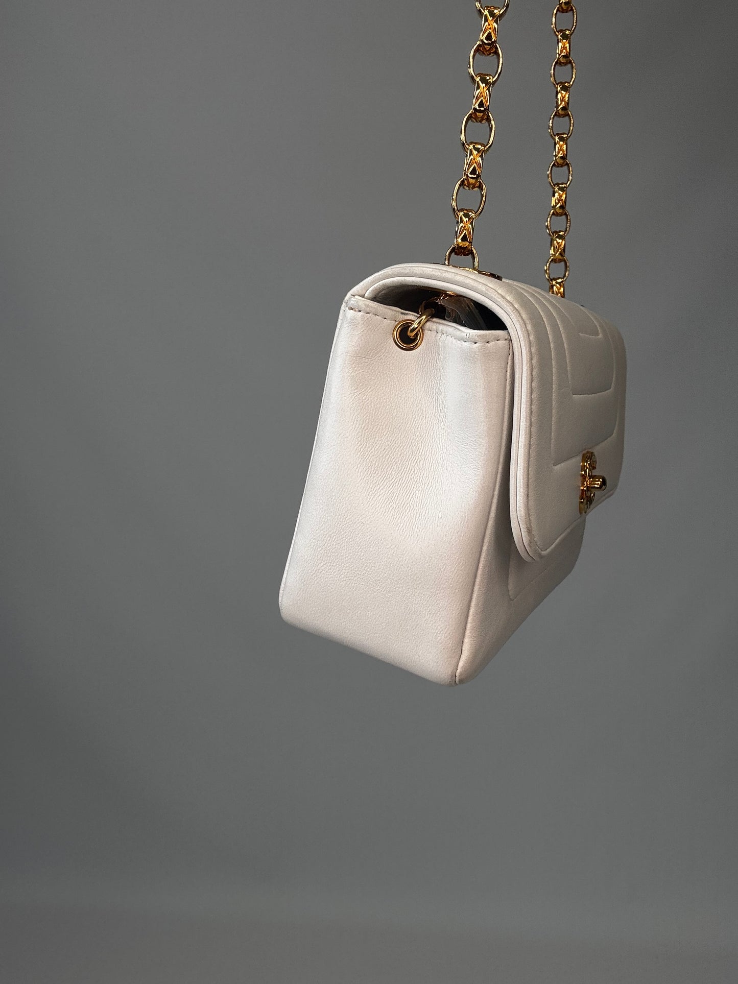 Chanel Rare Mini Sqaure Bijoux Chain Flap- White