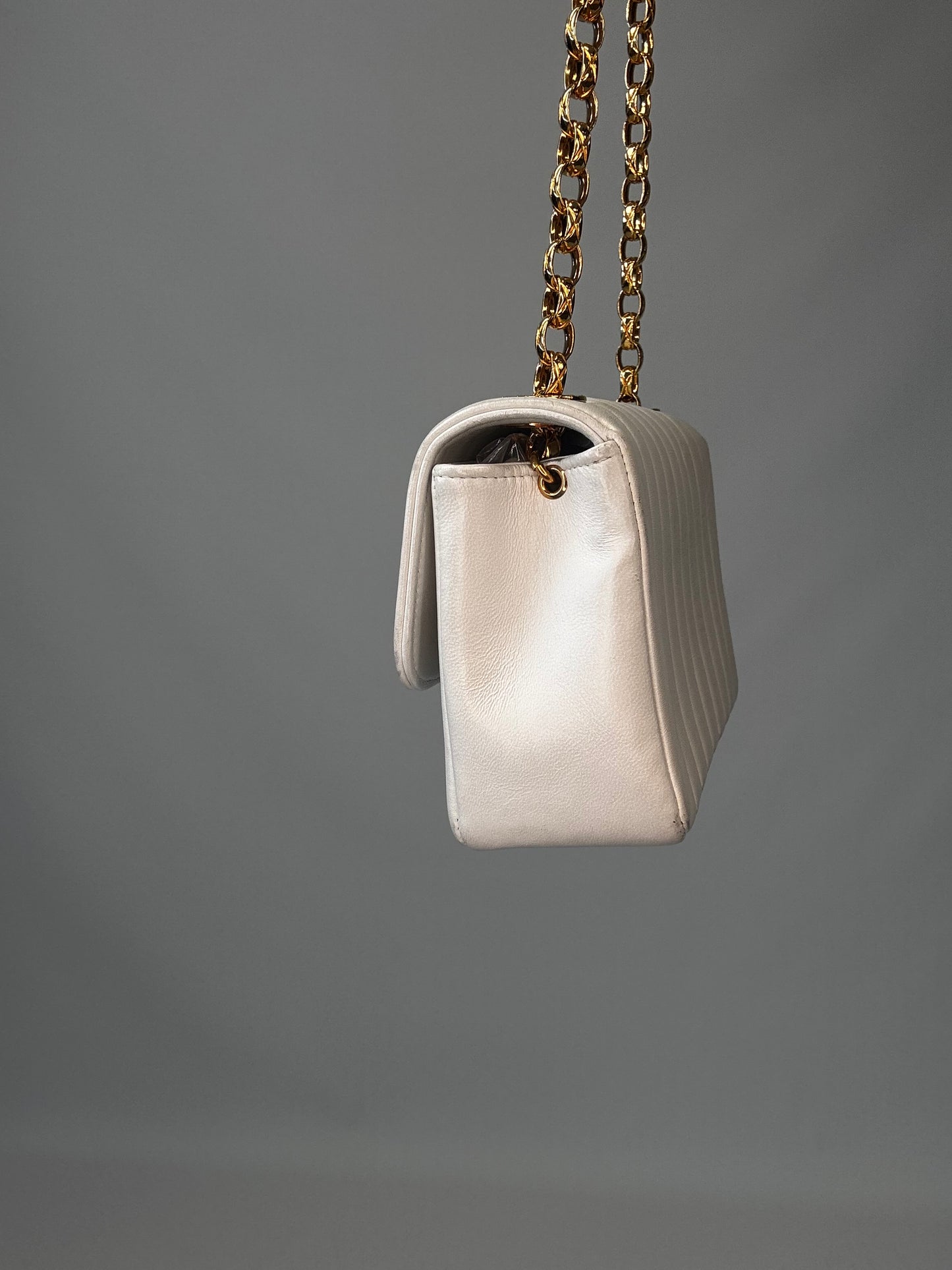 Chanel Rare Mini Sqaure Bijoux Chain Flap- White