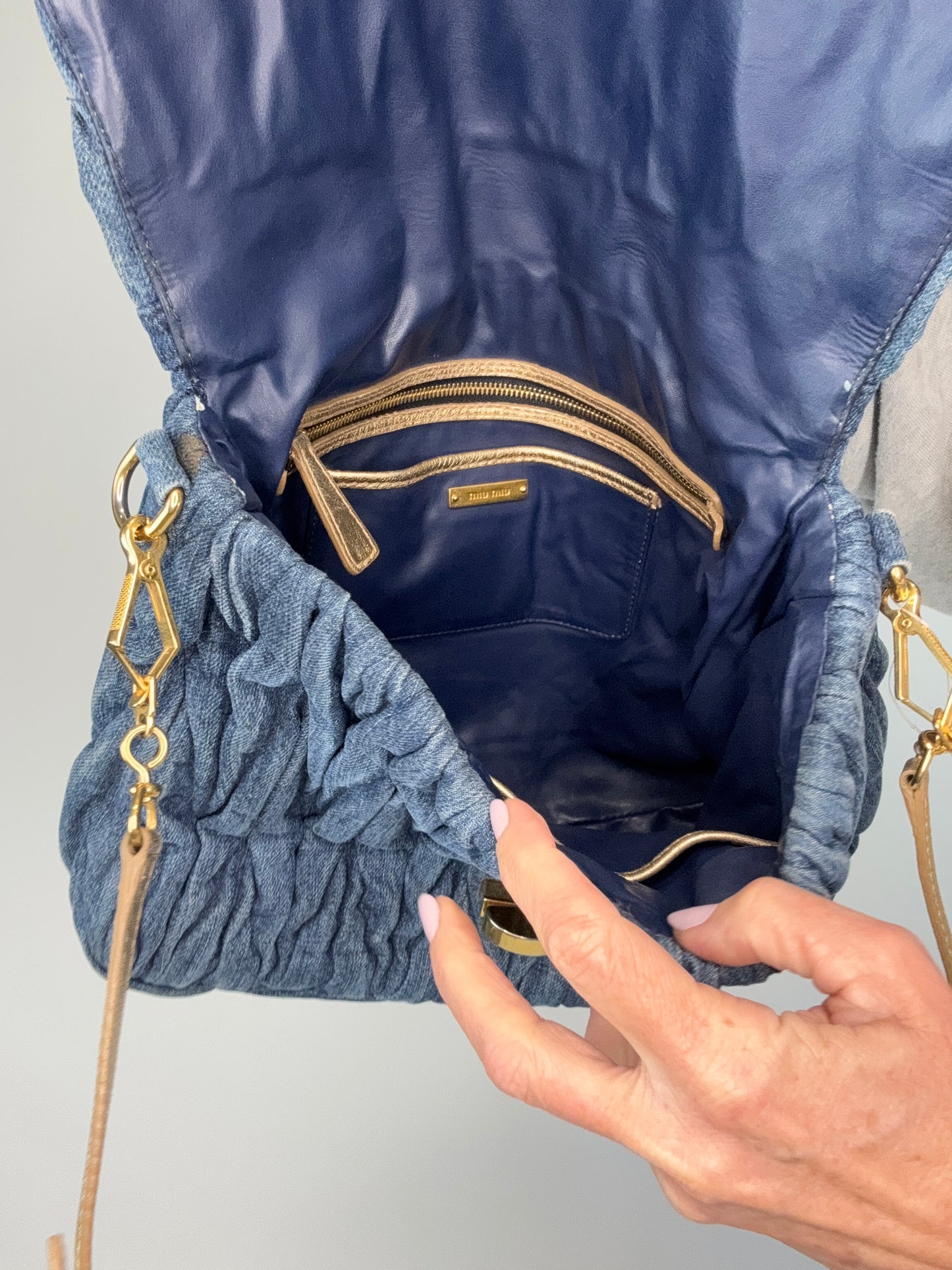 Miu Miu Denim Rare Matelasse  Double Sided Bag