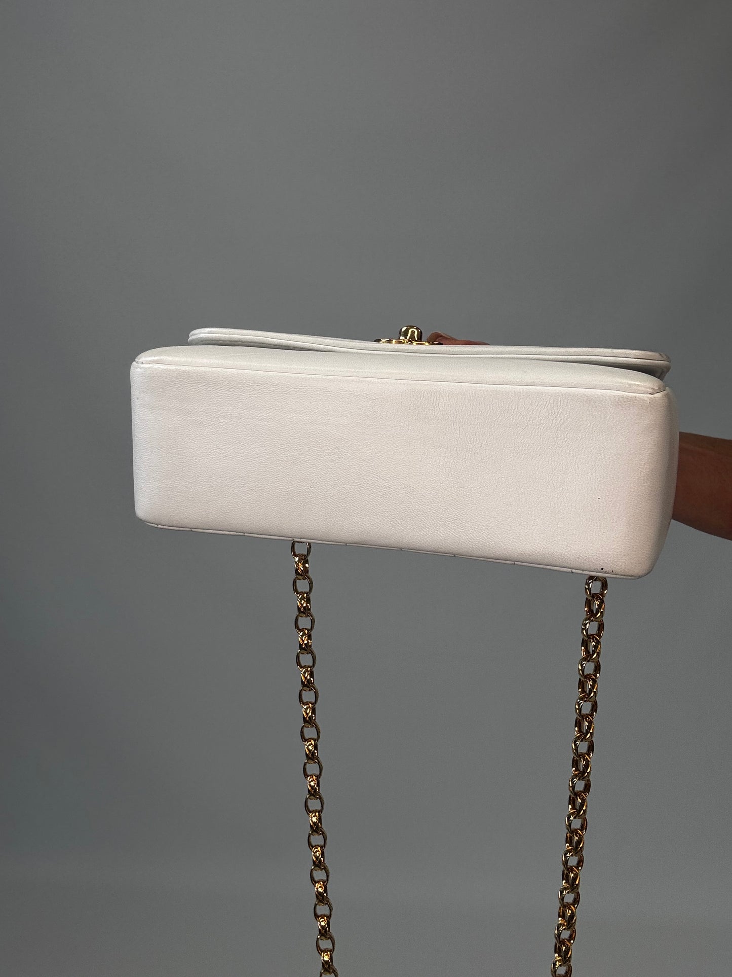 Chanel Rare Mini Sqaure Bijoux Chain Flap- White