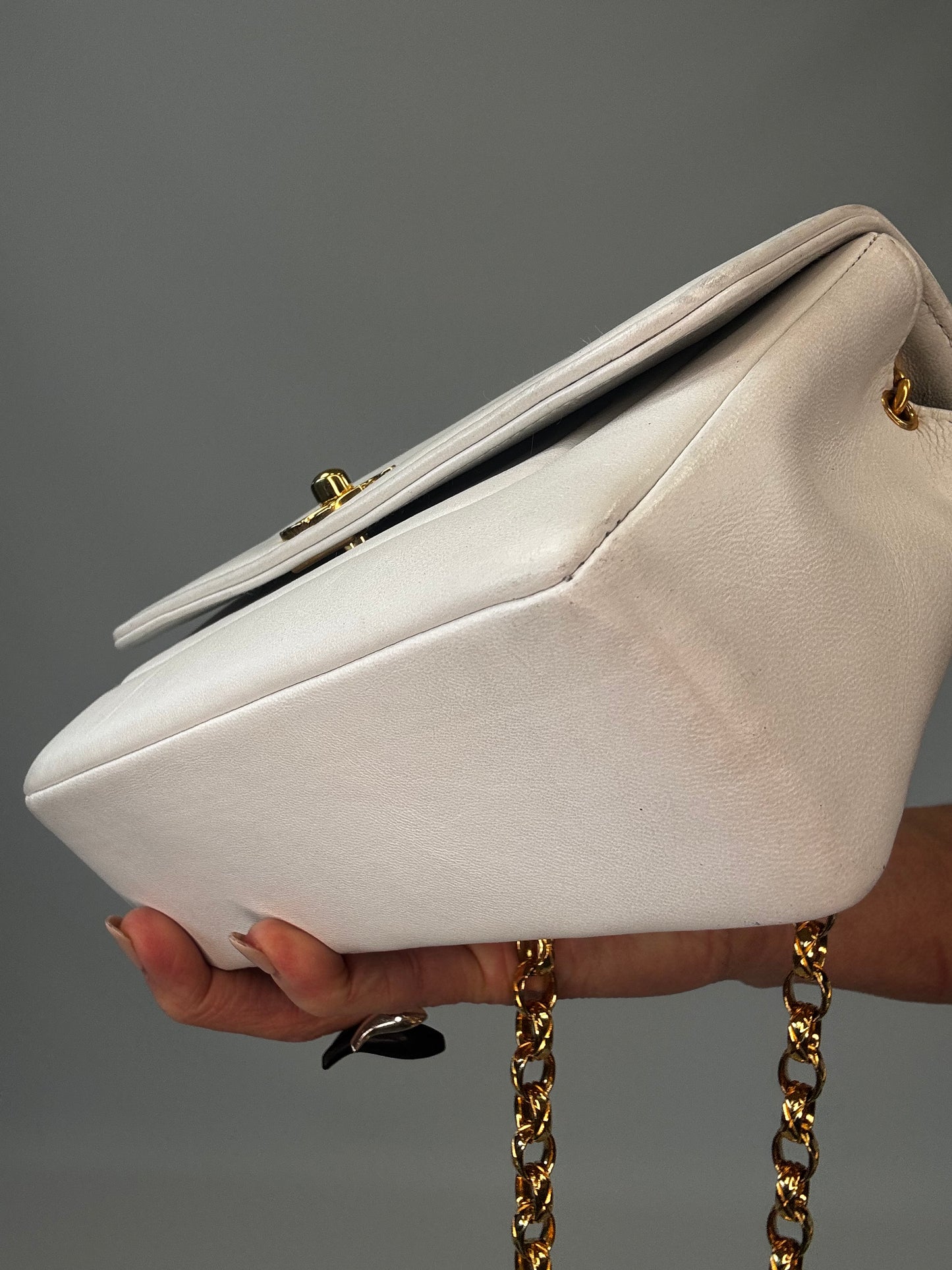 Chanel Rare Mini Sqaure Bijoux Chain Flap- White