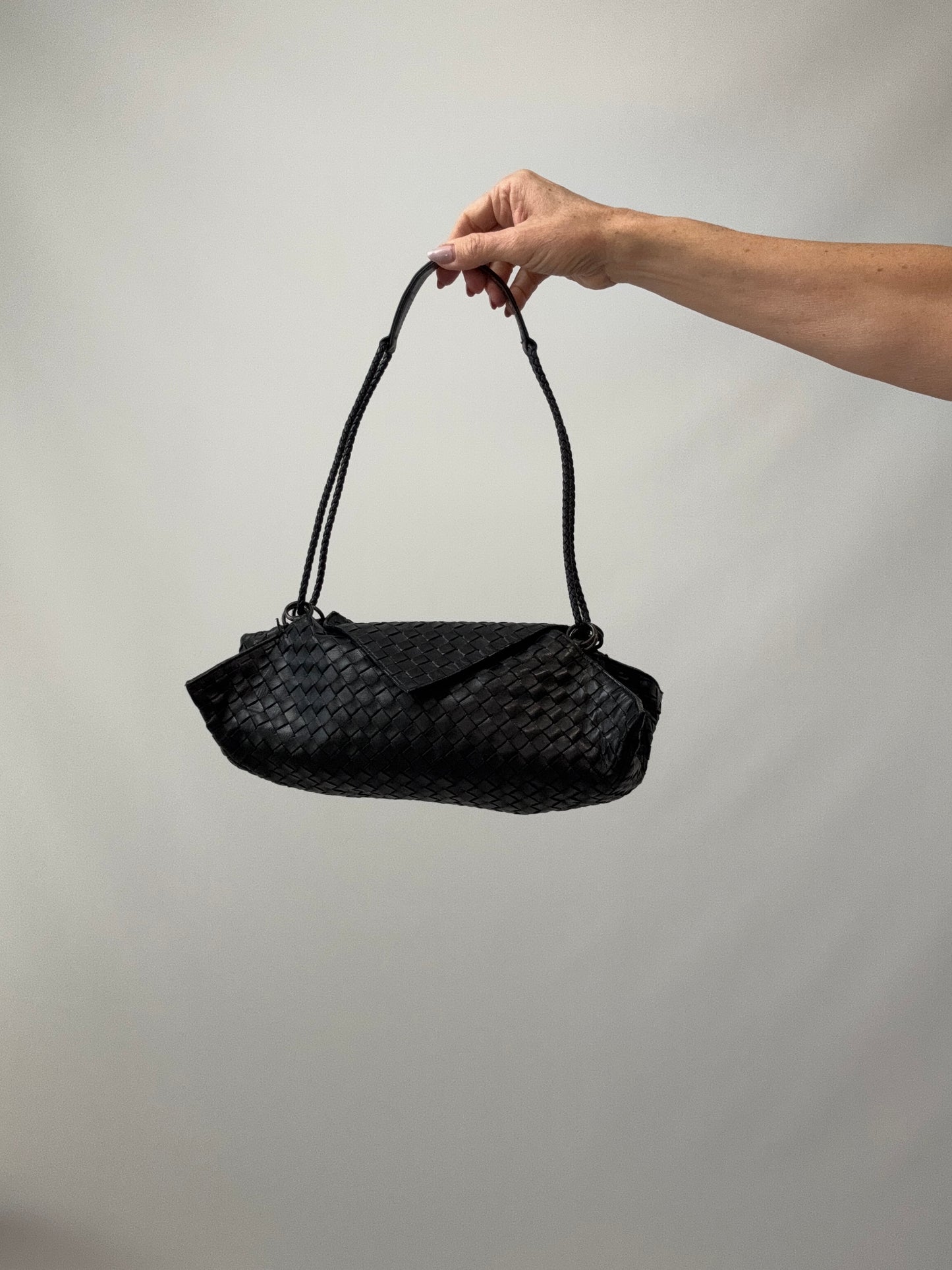 Bottega Veneta Intrecciato East West Shoulder Bag -Black