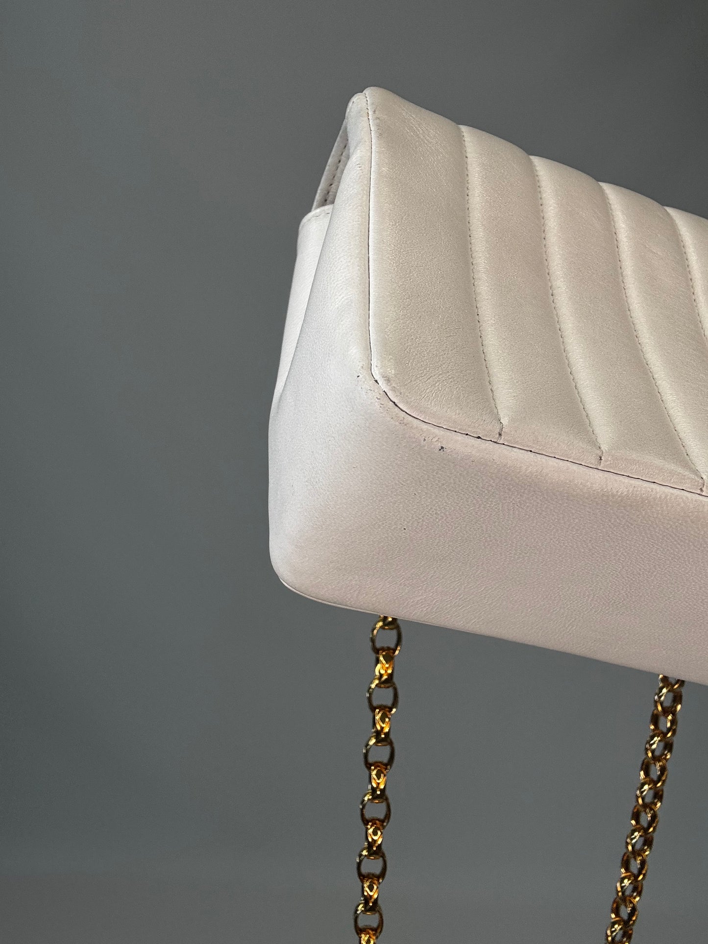 Chanel Rare Mini Sqaure Bijoux Chain Flap- White