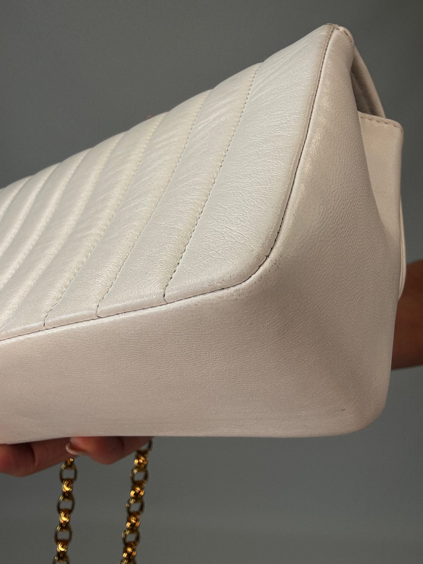 Chanel Rare Mini Sqaure Bijoux Chain Flap- White