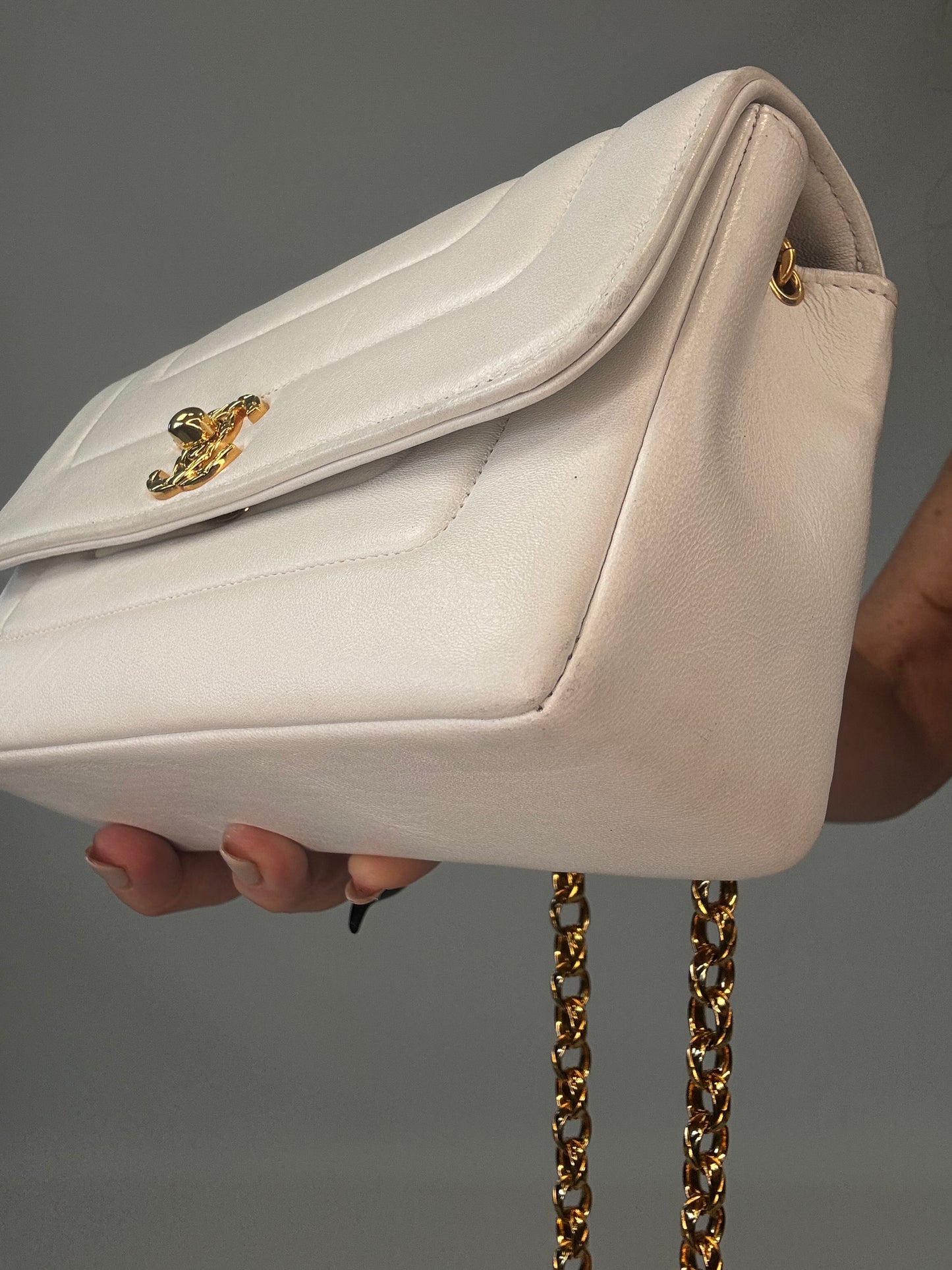 Chanel Rare Mini Sqaure Bijoux Chain Flap- White