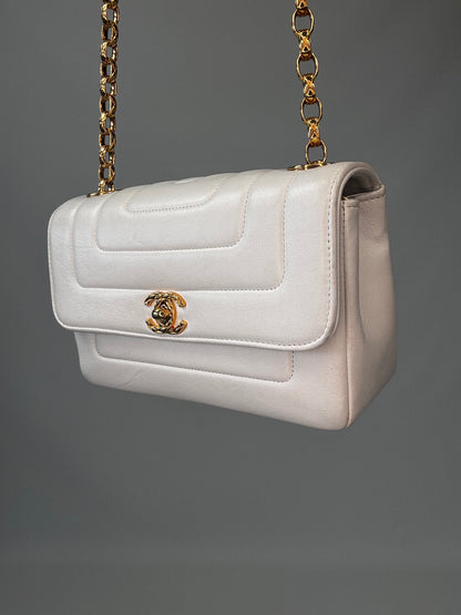 Chanel Rare Mini Sqaure Bijoux Chain Flap- White