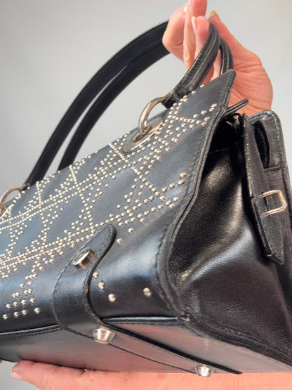 Christian Dior Vintage East-West Studded Cannage Leather Bag