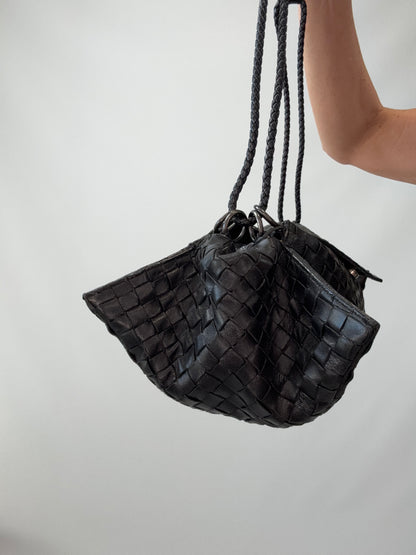 Bottega Veneta Intrecciato East West Shoulder Bag -Black