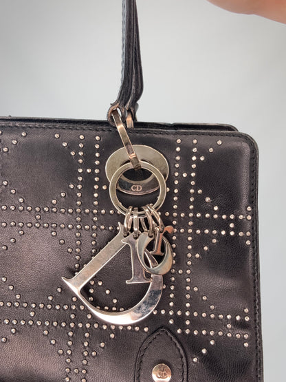 Christian Dior Vintage East-West Studded Cannage Leather Bag