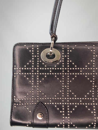 Christian Dior Vintage East-West Studded Cannage Leather Bag