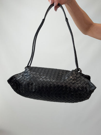 Bottega Veneta Intrecciato East West Shoulder Bag -Black