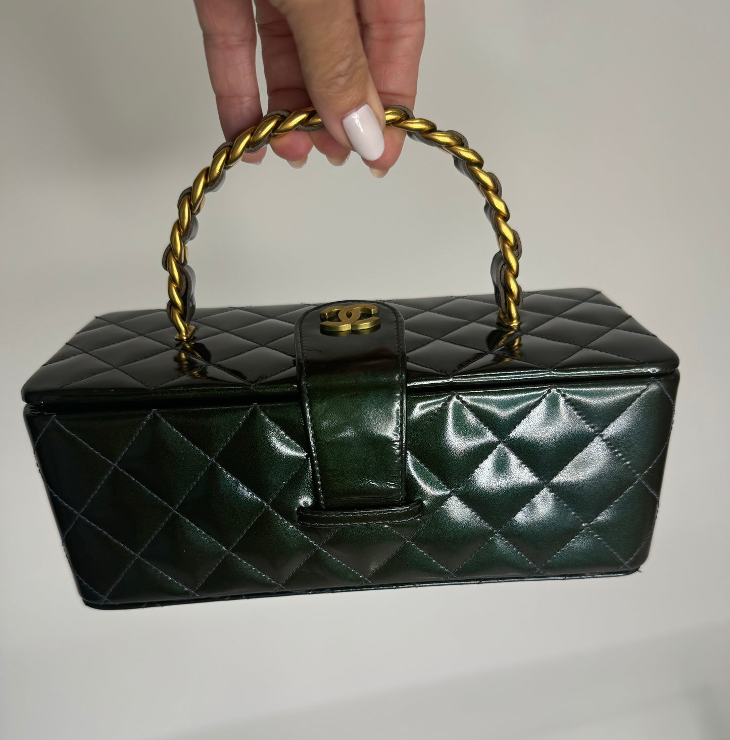 Chanel Vintage Vanity Quilted Patent Leather.