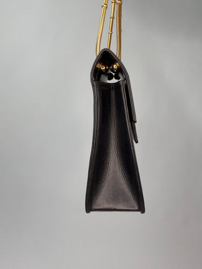 Chanel Vintage Coco Mark Flap Lambskin With  Snake Chain Bag