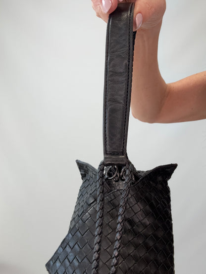 Bottega Veneta Intrecciato East West Shoulder Bag -Black