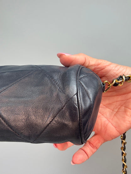 Chanel Vintage 1986–1988 Quilted Lambskin Tassel Camera Bag — Black