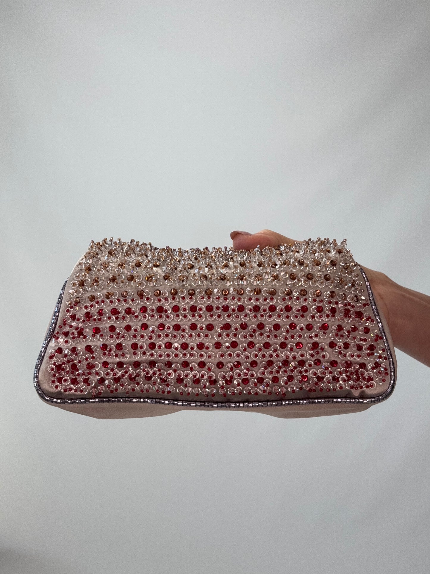 Fendi Rare Swarovski Beaded Kiss Lock Clutch