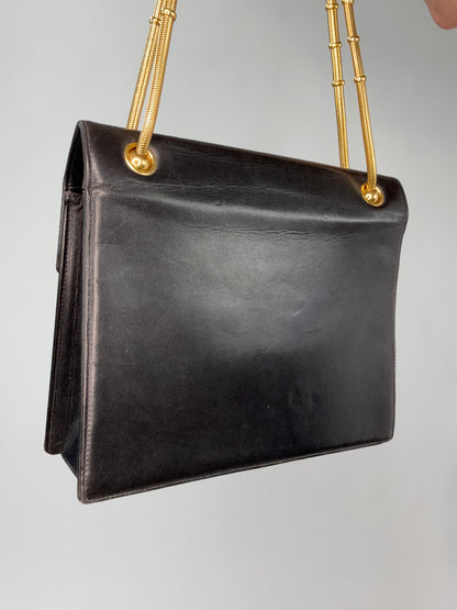 Chanel Vintage Coco Mark Flap Lambskin With  Snake Chain Bag
