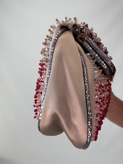 Fendi Rare Swarovski Beaded Kiss Lock Clutch