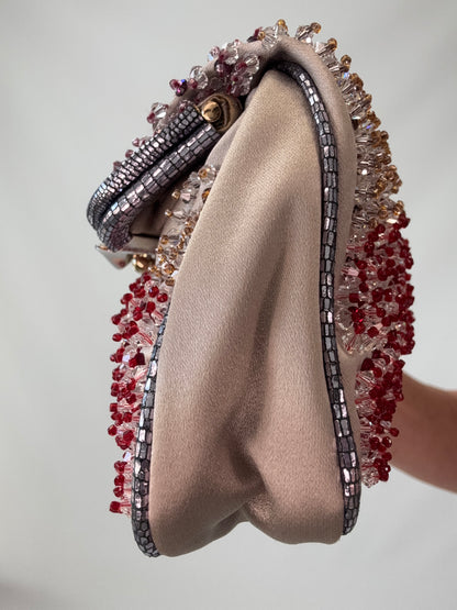 Fendi Rare Swarovski Beaded Kiss Lock Clutch