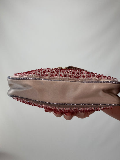 Fendi Rare Swarovski Beaded Kiss Lock Clutch