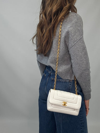 Chanel Rare Mini Sqaure Bijoux Chain Flap- White