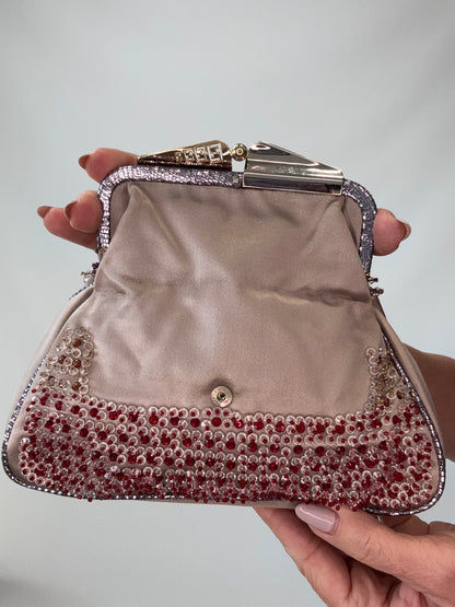 Fendi Rare Swarovski Beaded Kiss Lock Clutch