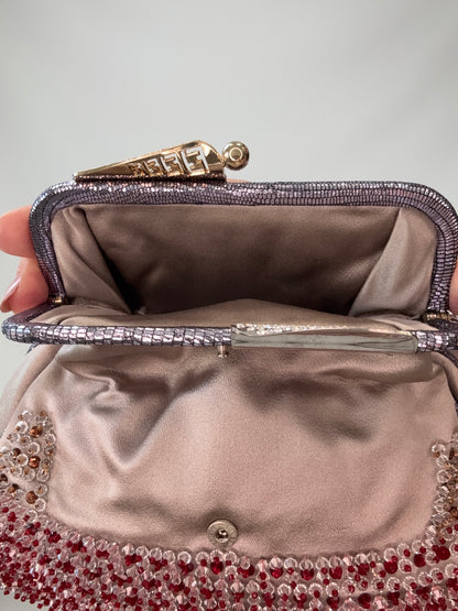 Fendi Rare Swarovski Beaded Kiss Lock Clutch