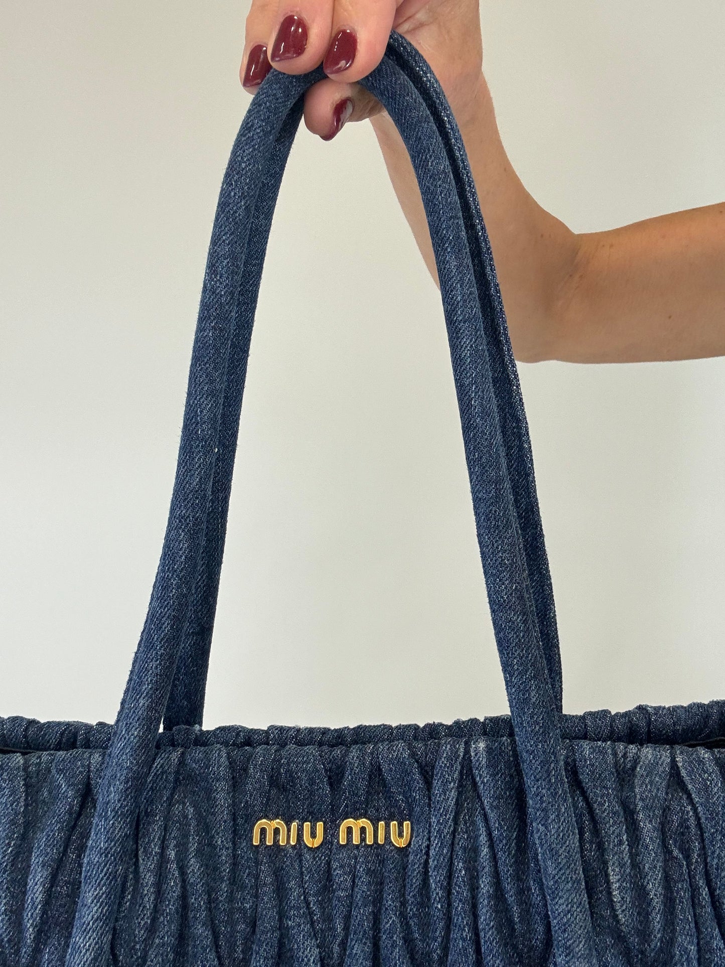 MiuMiu Matelasse Denim Tote Bag