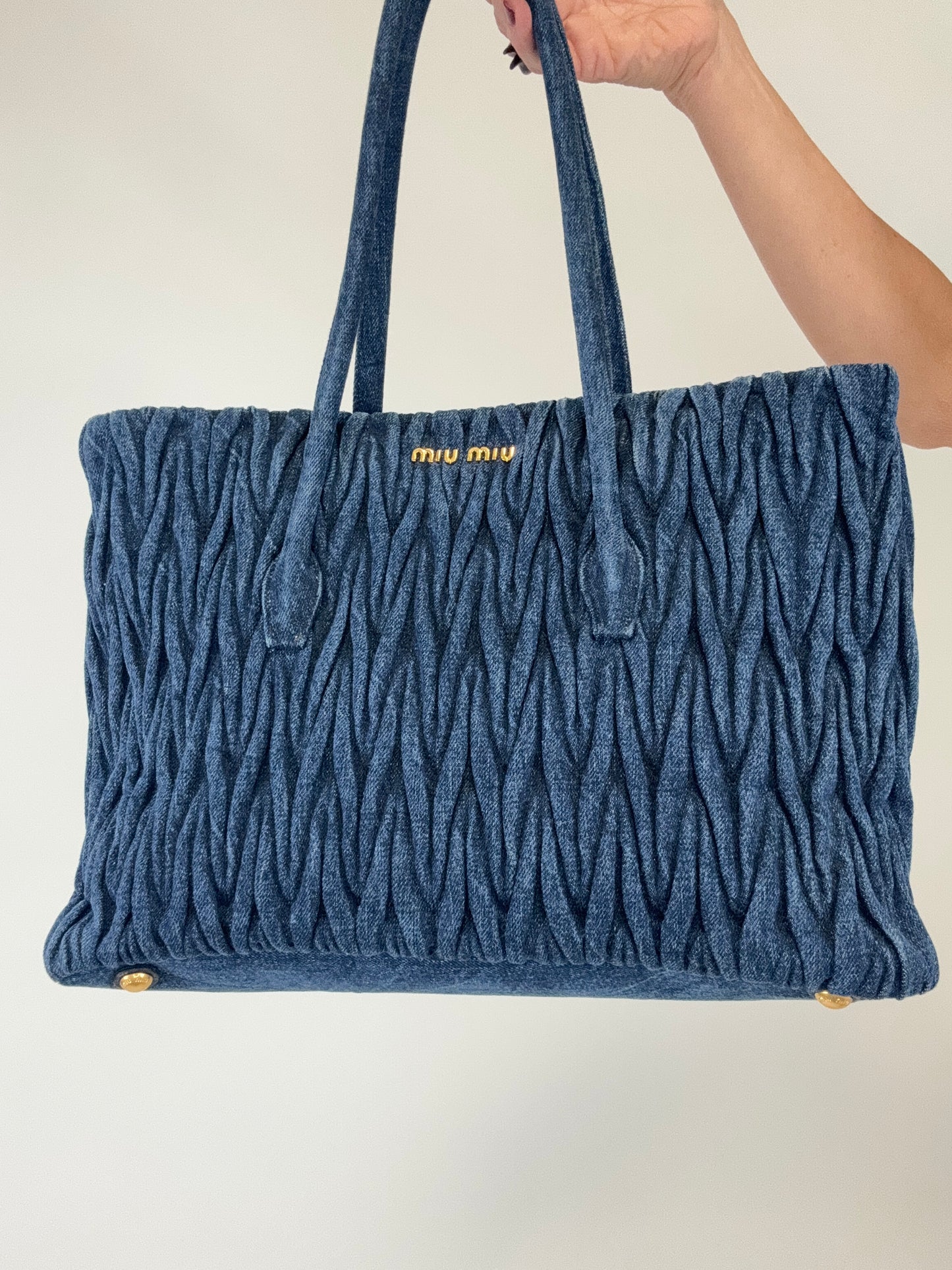 MiuMiu Matelasse Denim Tote Bag