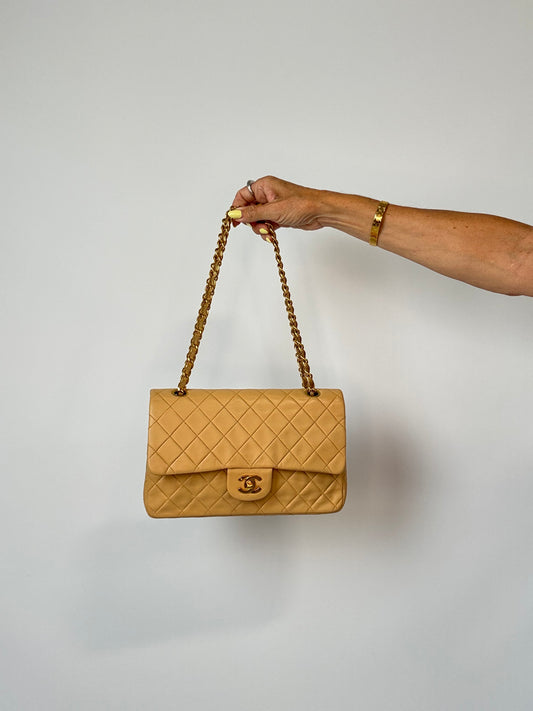 Chanel Vintage  Medium Double Flap Biege