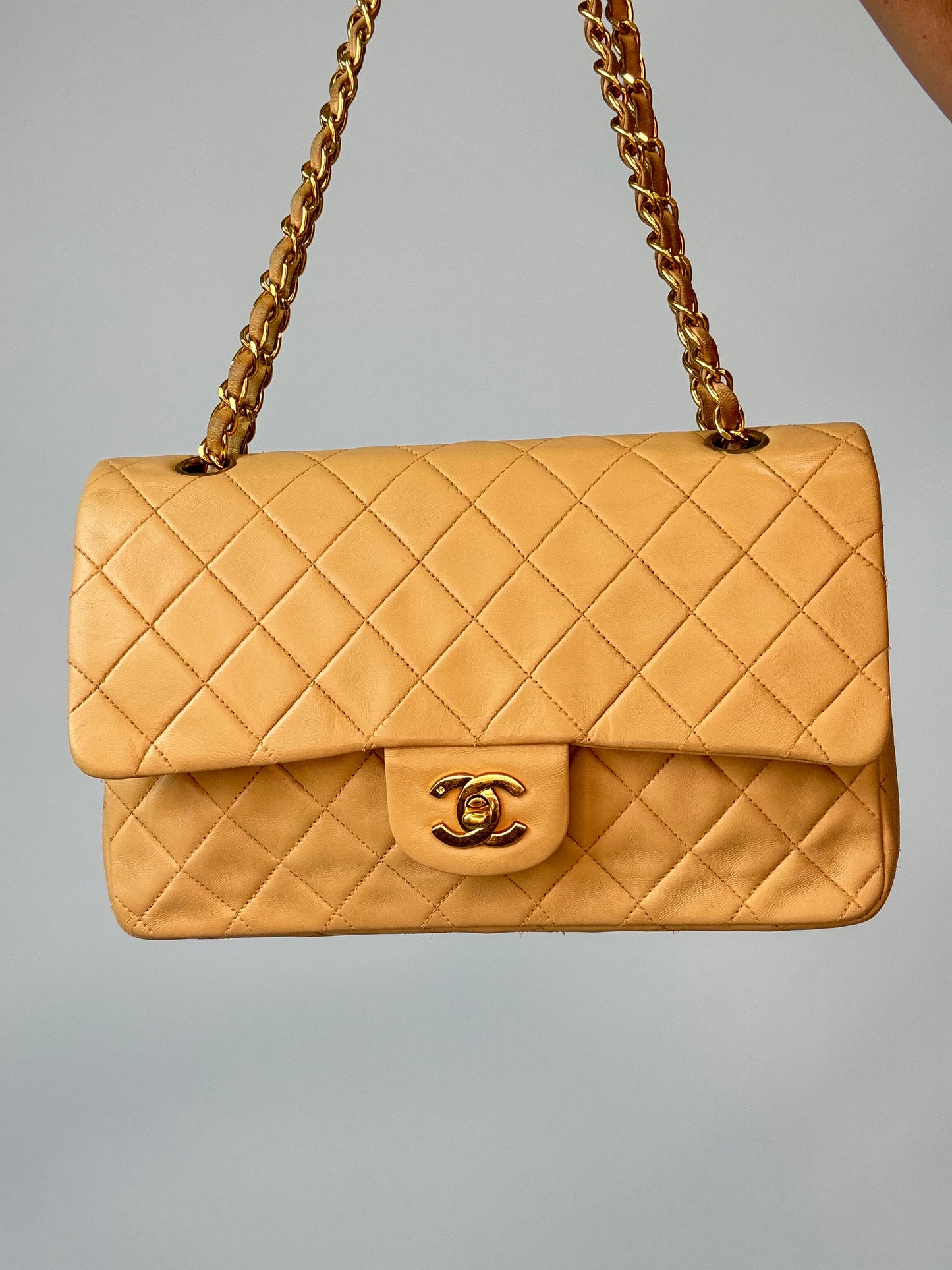 Chanel Vintage  Medium Double Flap Biege